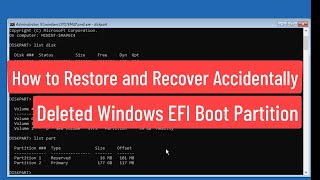 How to Restore amp Recover Accidentally Deleted Windows EFI Boot Partition  Fix Cant Boot EFI System [upl. by Hsilgne276]