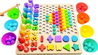 Best Learning Numbers amp Counting Shapes  Toddler Learning Video with wooden toy set [upl. by Arbrab]