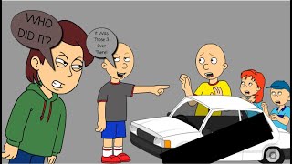 Classic Caillou Crashes Boris Car  Tries To Blame It On His Brothers And Sister  GROUNDED BIG TIME [upl. by Eilzel]