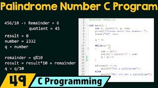 Special Programs in C − Check If The Number Is Palindrome Number [upl. by Hennessy394]