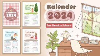 Cara Membuat Kalender di Canva  Kalender 2024 [upl. by Edrea]