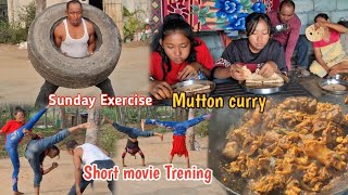 Sunday Mutton curry  Short movie Trening  Morning Exercise B Girls Vlog [upl. by Llehcim]