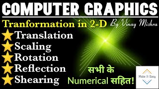 Transformation in 2D TranslationScalingRotationReflectionShearing with numericals [upl. by Alemaj]