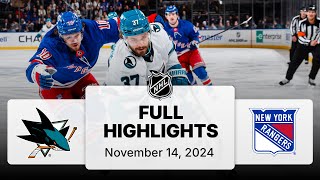 NHL Highlights  Sharks vs Rangers  November 14 2024 [upl. by Esertal849]