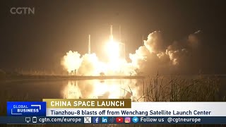 China launches satellite to take supplies to space station [upl. by Naleek]