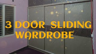 sliding wardrobe design for badroom  3 DOOR SLIDING WARDROBE interiordesign woodwork viral [upl. by Kruter]