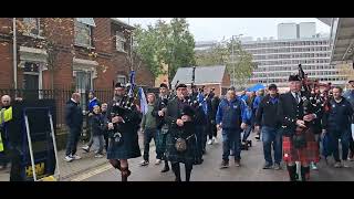 SCOTTISH BAGPIPERS AND IPSWICH FANS MARCH ALONG PORTMAN ROAD [upl. by Aguayo579]