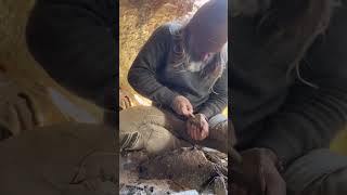 Cave Life  Sharpening A Stone Hand Blade stonetools caveman flintknapping survival bushcraft [upl. by Sybila]