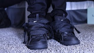 Lanvin “Triple Black” Curb Sneakers  Unboxing amp On Foot Review [upl. by Nallaf]