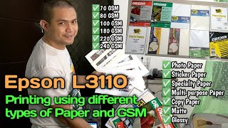 Epson L3110  Printing different types of Paper and GSM  V93  FAJ Curan Vlogs [upl. by Suoivatco]