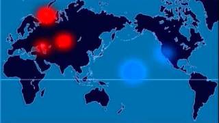 A TimeLapse Map of Every Nuclear Explosion Since 1945  by Isao Hashimoto [upl. by Ahsatak]