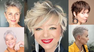 NEW😎PIXIE CUTS 2024 short hair women 40 50 60 70 and 80 years [upl. by Sillihp831]