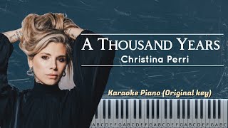 A Thousand Years  Christina Perri  Karaoke Piano Original Key [upl. by Nodmac]