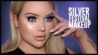 SILVER Glittery amp Glowy FESTIVAL Makeup Tutorial [upl. by Arej223]