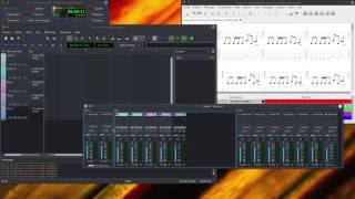 Multitrack recording with TuxGuitar Guitarix QSynth Hydrogen and QTractor [upl. by Chellman]