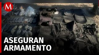 Aseguran armamento y motocicletas en operativo militar en Encarnación de Díaz Jalisco [upl. by Ahkihs925]