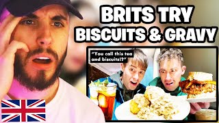 Brit Reacts to Brits try Southern Biscuits and Gravy for the first time [upl. by Riebling112]