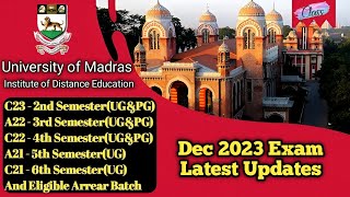 Latest Dec 2023 Exam Updates • Timetable • HallTicket • Exam Date • Madras University IDE [upl. by Jann874]