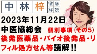 【中林梓】梓の勝手な独り言（2023 11 22中医協総会 個別事項（その5）後発医薬品、バイオ後続品、リフィル処方せん等） [upl. by Grew]