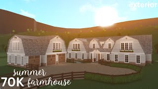 70K Summer Farmhouse │ EXTERIOR ONLY │ Bloxburg Speedbuild [upl. by Yrram]