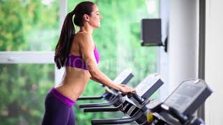 Woman Running on Treadmill 5x  Stock Footage  Videohive [upl. by Leaffar]