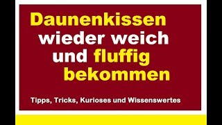 Daunenkissen wieder fluffig bekommen Federkissen Kopfkissen weich trocknen Schlafsack Daunendecke [upl. by Zindman]