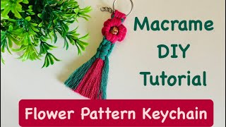 Flower KeychainDIYMacrame Keychain PatternEasy Macrame [upl. by Dale]