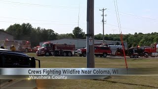 Crews fighting wildfire near Coloma WI [upl. by Bahe269]