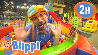 Blippi Visits an Indoor Playground Kinderland  2 HOURS BEST OF BLIPPI  Blippi Toys [upl. by Yenaled]