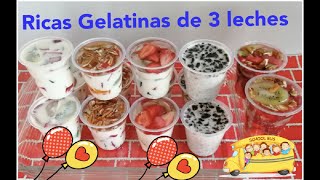 Gelatinas para vendermosaico de 3 leche de frutas y oreopostres para negocio o mesa de postres [upl. by Merilyn]