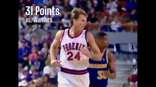 Suns vs Warriors 1111992 Highlights  Tom Chambers 31 Points [upl. by Bluh]