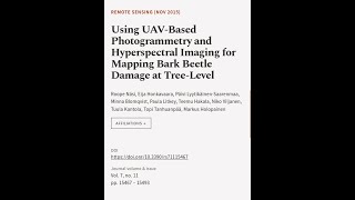 Using UAVBased Photogrammetry and Hyperspectral Imaging for Mapping Bark Beetle Dama  RTCLTV [upl. by Latricia]