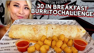 30 INCH BREAKFAST BURRITO CHALLENGE at Cluck and Blaze in Long Beach CA RainaisCrazy [upl. by Behre]