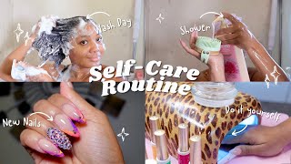 MAINTENANCE ROUTINE  Doing my own Acrylic Nails  Natural Hair Wash Day  Dollar Tree Haul [upl. by Lenore]