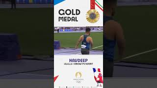 Javelin Throw Gold Medalist Navdeep Paralympic indianolympicassociation goldmedal olympics medal [upl. by Seraphine]