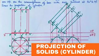 Projection of Solids in Engineering Drawing  Cylinder I EG  Tamil [upl. by Cybil]