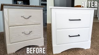 DIY Night Stand Dresser Remodel  Vinyl Contact Paper  Modern Farmhouse Decor  Tiece TV [upl. by Htaras]