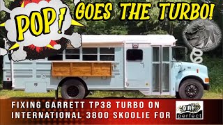 back2school with DirtPerfect turbo repairs for skoolie Delores International 3800 Bus T444E V8 [upl. by Emmerich]