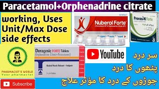 Paracetamol Orphenadrine citrate Uses Side Effects and How It Workspharmacists world [upl. by Ayocat]