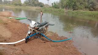 Motorcycle water pump fitting and testing  BIKE OPERATED WATER PUMP [upl. by Johanan]