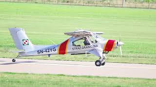 PZL 104M Wilga 2000 POLISH BORDER GUARD taxi takeoff and landing [upl. by Ellatsirhc]