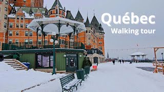 Quebec city Christmas market🎄 Fairemont Le Château Frontenac  Walking Tour 2023 UHD [upl. by Sudoeht]