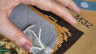 HOW TO DO THE BASKETWEAVE STITCHTENT STITCH flosstube [upl. by Ellehcen]