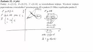 Matura czerwiec 2012 zadanie 32 Punkty A211 B823 C614 są wierzchołkami trójkąta [upl. by Hcir791]