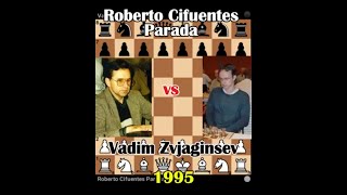 A Fischerlike Knight attack and King hunt Roberto Cifuentes Parada vs Vadim Zvjaginsev [upl. by Aekerly34]