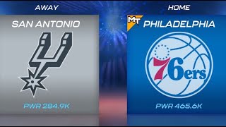 San Antonio Spurs vs Philadelphia 76ers  Garnet Tourneys Round 2 Game 1  NBA 2K Mobile [upl. by Thay]