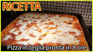 Ricetta preparazione pizza in teglia impasto la mattina pronto alla sera lievitazione lenta [upl. by Aisercal403]