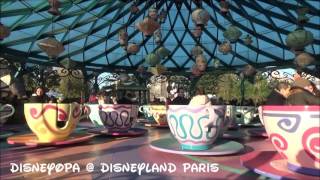 Disneyland Paris Mad Hatters Tea Cups offride Fantasyland DisneyOpa Winter 2016 [upl. by Ezarra]