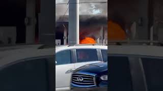 Toyota Prius catches fire massive flames at gas station in Atlanta [upl. by Ailatan]