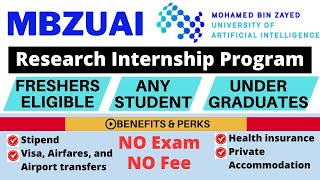 MBZUAI Research Internship 2023  Any Student  Freshers  Free Visa Airfares Stipend amp More [upl. by Gilliette]